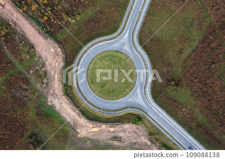 Circular asphalt road. Aerial view Circular asphalt road. Aerial view 109088138