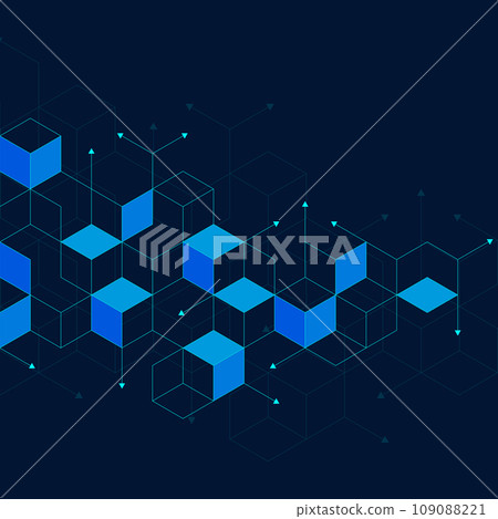 Abstract geometric background with isometric digital blocks. Blockchain concept and modern technology 109088221