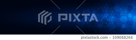 Abstract background and design element with geometric shape and hexagon pattern for banner or website header template Abstract background and design element with geometric shape and hexagon pattern for banner or website header template 109088268