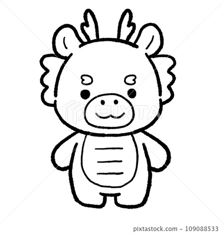 手繪可愛龍線畫插圖 109088533