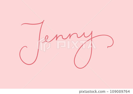 Female name Jenny. Handwritten lettering calligraphy Girl name. Vector illustration 109089764