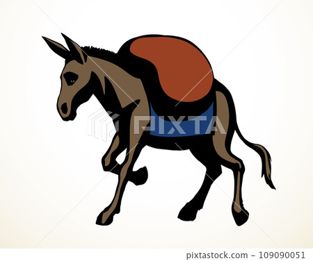 Vector drawing. Cute old mule Vector drawing. Cute old mule 109090051