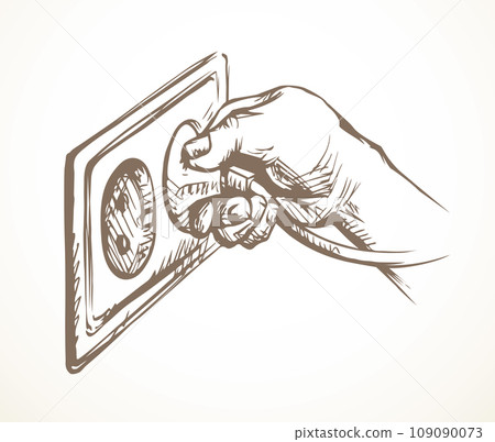 Vector drawing. Plug for electrical outlet Vector drawing. Plug for electrical outlet 109090073