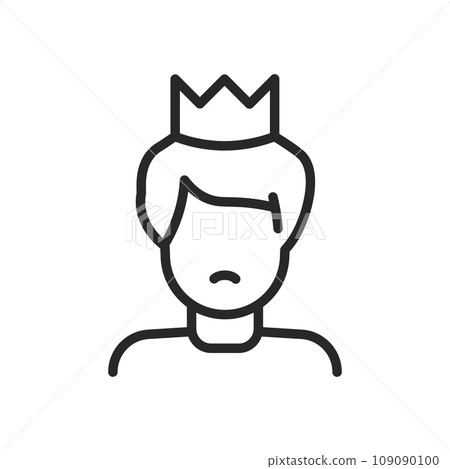 Narcissism Icon. Vector Outline Editable Isolated Sign of a Self-Absorbed Person with a Crown, Symbolizing Narcissistic Traits and Lack of Empathy for Others. 109090100