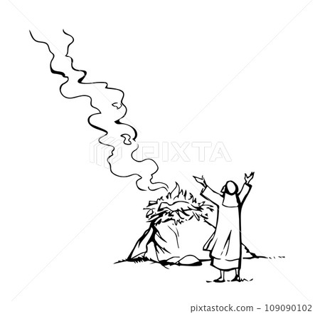 Vector drawing. Noah Offers a Sacrifice to God 109090102