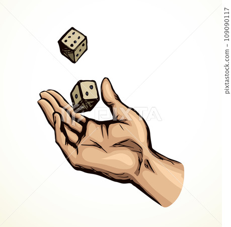 Vector drawing. The hand draws lots Vector drawing. The hand draws lots 109090117