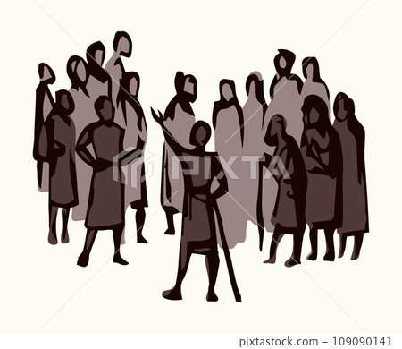 Vector drawing. Speaker speaks to the people 109090141