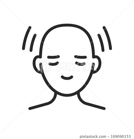 Stress Resistance Icon. Vector Outline Editable Isolated Sign of a Calm Person with a Smile Emitting Positive Waves, Symbolizing the Ability to Resist and Manage Stress Effectively. 109090153