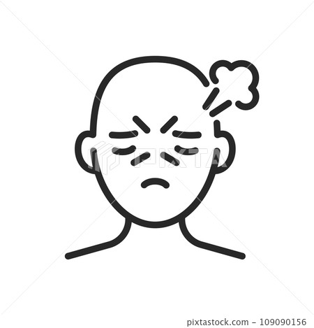 Stress Anger Icon. Vector Outline Editable Isolated Sign of a Tense and Nervous Person on the Verge of a Breakdown, Symbolizing the Connection Between Stress and Anger. 109090156