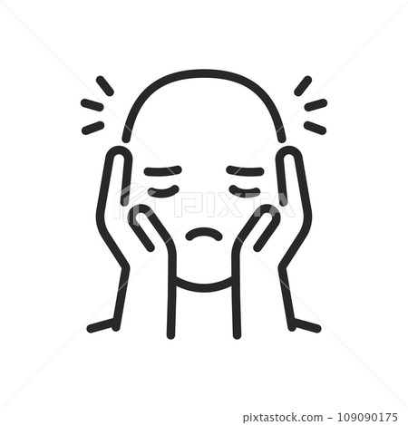 Vulnerability Icon. Vector Outline Editable Isolated Sign of a Tired and Strained Person Attempting to Hold Themselves Together, Symbolizing Vulnerability and Emotional Struggle. 109090175