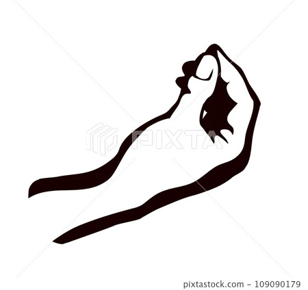 A hand is holding a pinch of salt. Vector drawing 109090179