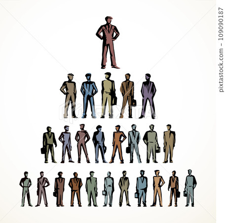 Vector drawing. Business pyramid of employees 109090187