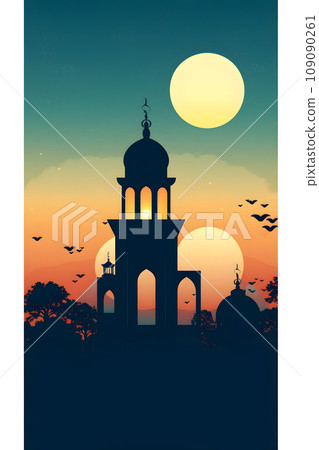 Colorful simple decoration illustration for Happy Ramadan or EID Mubarak draft and greetings card template. Colorful simple decoration illustration for Happy Ramadan or EID Mubarak draft and greetings card template. 109090261