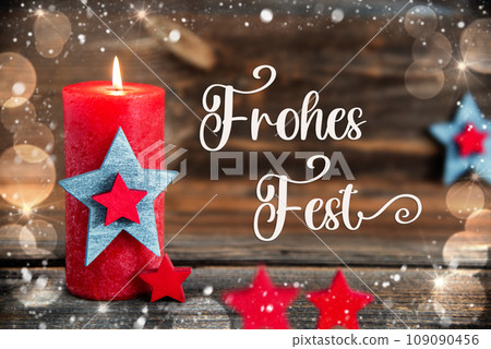 Text Frohes Fest, Means Happy Holidays, Festive Christmas Background, Snow Text Frohes Fest, Means Happy Holidays, Festive Christmas Background, Snow 109090456