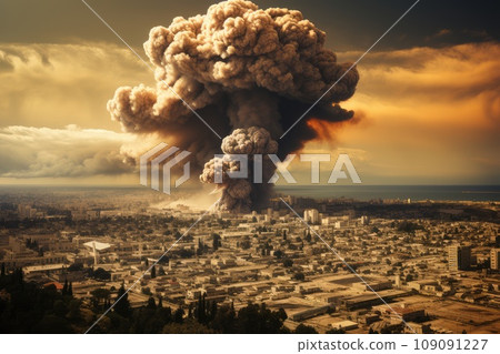 War's Fury: A Massive Mushroom Cloud Engulfs the Desolate City War's Fury: A Massive Mushroom Cloud Engulfs the Desolate City 109091227