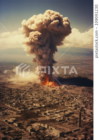 War's Fury: A Massive Mushroom Cloud Engulfs the Desolate City War's Fury: A Massive Mushroom Cloud Engulfs the Desolate City 109091230