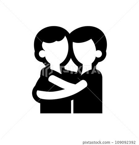 Two friends sharing a hug icon - Simple Vector Illustration 109092392