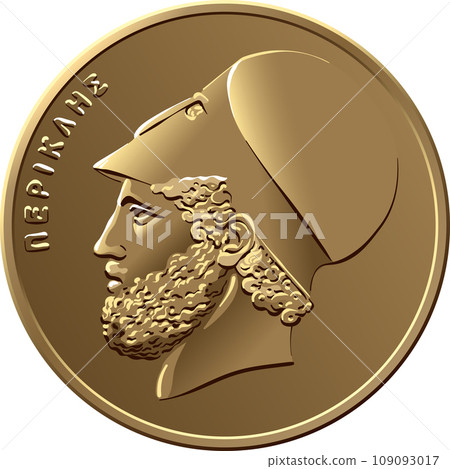 Greek gold coin 20 drachmas with Pericles 109093017