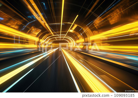 High speed train in motion on the railway in a tunnel High speed train in motion on the railway in a tunnel 109093185