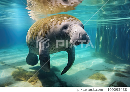 Florida manatee in clear water 109093488