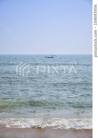 Scene of beach life on Indian subcontinent on a Sunny day at renowned seashore of Puri, Odisha, India,Asia. 12th February 2020. 109093956