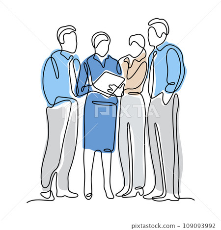 Business team one line vector illustration.  109093992
