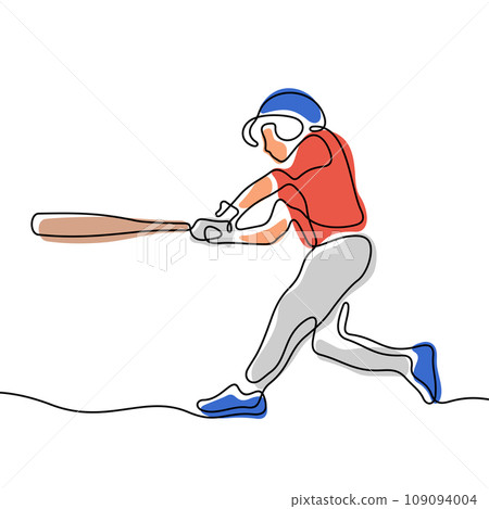 Baseball player one line vector illustration Baseball player one line vector illustration 109094004