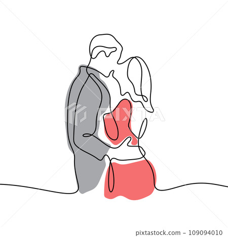 Romantic couple kissing vector illustration 109094010