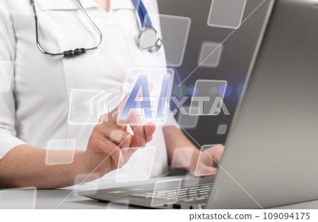 Doctor using AI. Artificial intelligence in medicine, health, healthcare. Medical technology concept 109094175