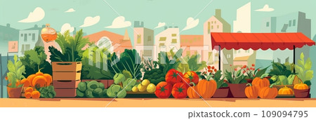 Seasonal vegetables at a street outdoor market 109094795