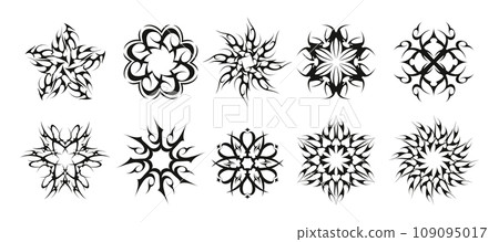 Tribal circles. Celtic spiral motifs, indian maori indian traditional decorative elements, floral swirls and curves. Vector isolated set Tribal circles. Celtic spiral motifs, indian maori indian traditional decorative elements, floral swirls and curves. Vector isolated set 109095017