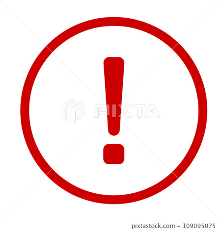 Exclamation mark. Red vector warn sign. Caution or attention icon. Exclamation mark. Red vector warn sign. Caution or attention icon. 109095075