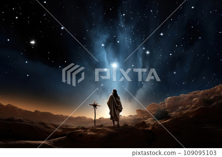 The star shines over the manger of Christmas of Jesus Christ. The star shines over the manger of Christmas of Jesus Christ. 109095103