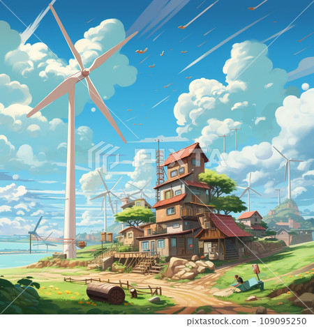 Generative Ai Illustration. Clean Energy Concept. High quality photo 109095250