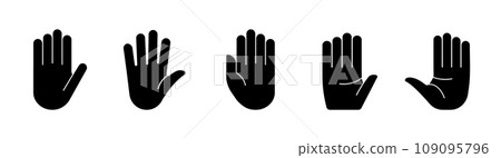 Stop hand black silhouette vector icon Stop hand black silhouette vector icon 109095796