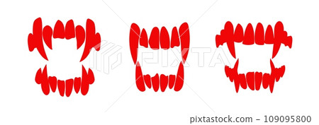 Vampire teeth silhouette vector. Dracula fangs mouse costume. Vampire teeth silhouette vector. Dracula fangs mouse costume. 109095800