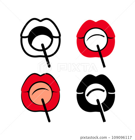 Mouth licking lollipop female lips candy on stick Mouth licking lollipop female lips candy on stick 109096117
