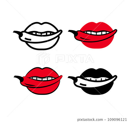 Sexy lips with red hot chili pepper in mouth 109096121