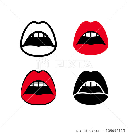 Sexy lips, female beautiful open mouth, set icons 109096125