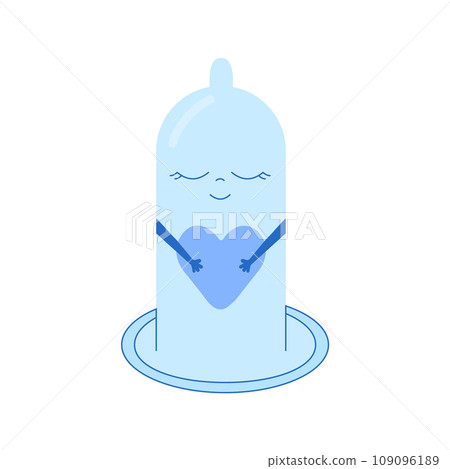 Condom blue characters with heart in their...-插圖素材 [109096189] - PIXTA圖庫