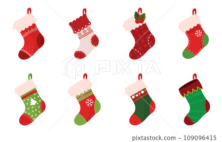 Set of christmas socks icons Vector 109096415
