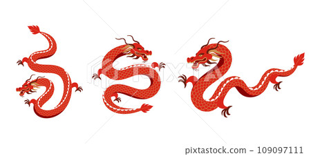 Red Dragon illustrations collection. Chinese new year 2024 year of the dragon - red traditional Red Dragon illustrations collection. Chinese new year 2024 year of the dragon - red traditional 109097111