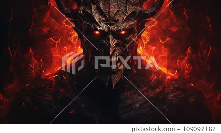 Portrait of ghostly devil in the hell, a place regarded in various religions as a spiritual realm of evil and suffering 109097182