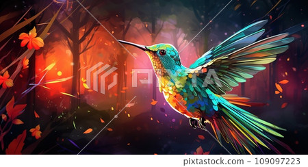 Colorful hummingbird in the jungle, wildlife and nature concept 109097223
