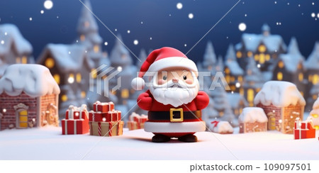 3D cartoon Santa Claus in North Pole ready for the Christmas holiday comeliness 109097501