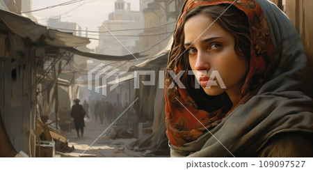 Civilian refugee affected from war and battle has no comeliness 109097527