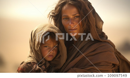 Civilian refugee affected from war and battle has no comeliness Civilian refugee affected from war and battle has no comeliness 109097549