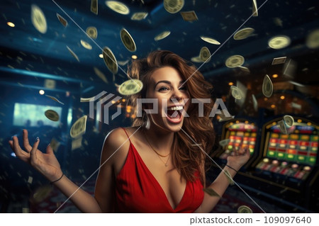 Lucky person win big jackpot from gambling in casino comeliness Lucky person win big jackpot from gambling in casino comeliness 109097640