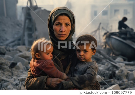 Civilian refugee affected from war and battle has no comeliness Civilian refugee affected from war and battle has no comeliness 109097779