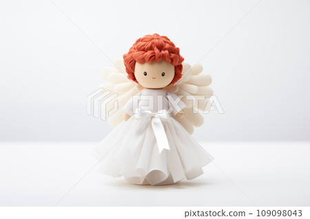 small christmas angel toy on furniture background - Generative AI 109098043